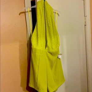 Neon Green Backless Romper